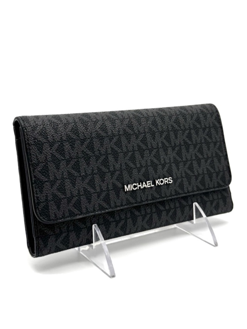 Michael Kors Large Trifold Wallet Black Signature
